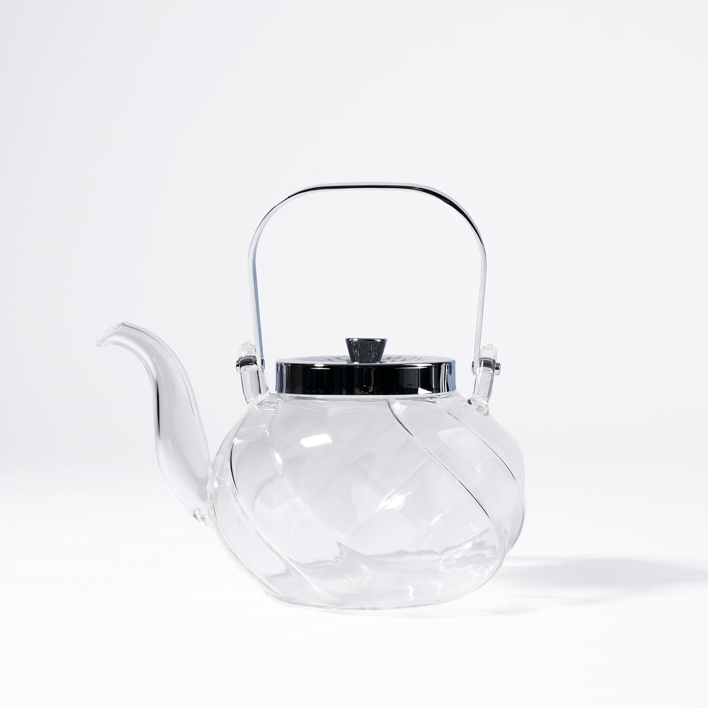 Modern Helical Glass Teapot (glass infuser basket)